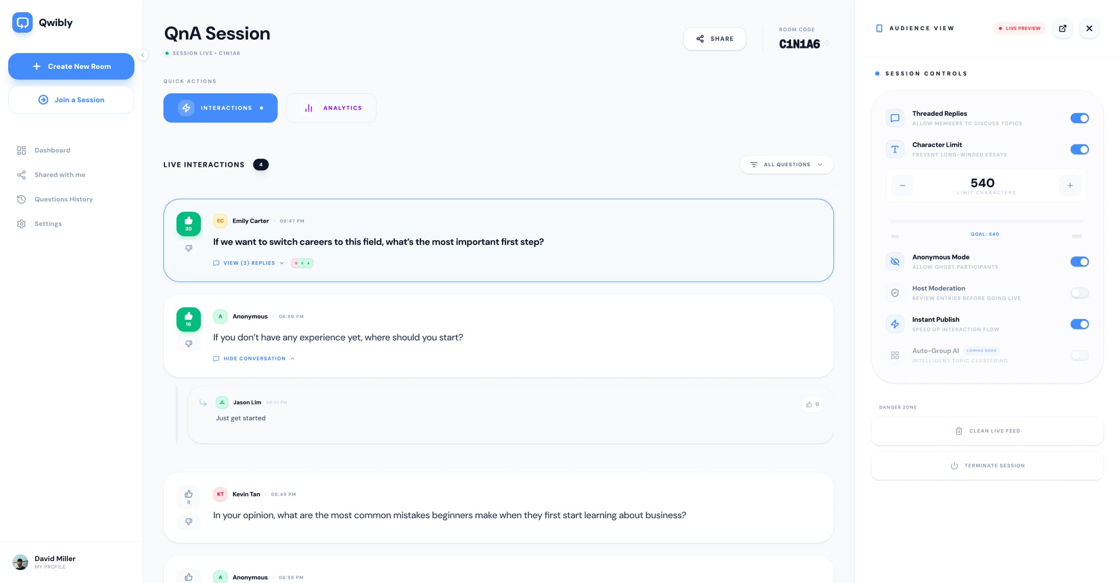 Qwibli Dashboard Design